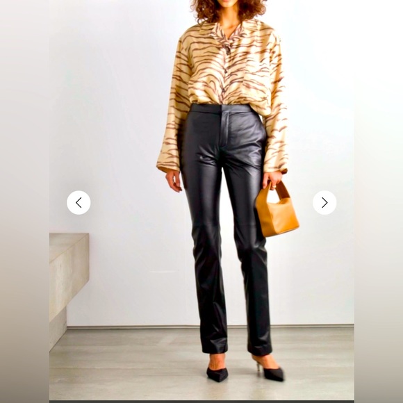 Ralph Lauren Pants - NWOT Ralph Lauren Karly Paneled 100% Leather Straight-Leg Pants